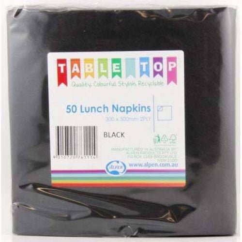 Lunch Napkins Black Pack of 50