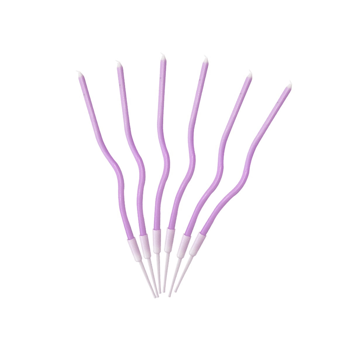 Purple Curved Birthday Cake Candles 15.2cm – 6 Pack