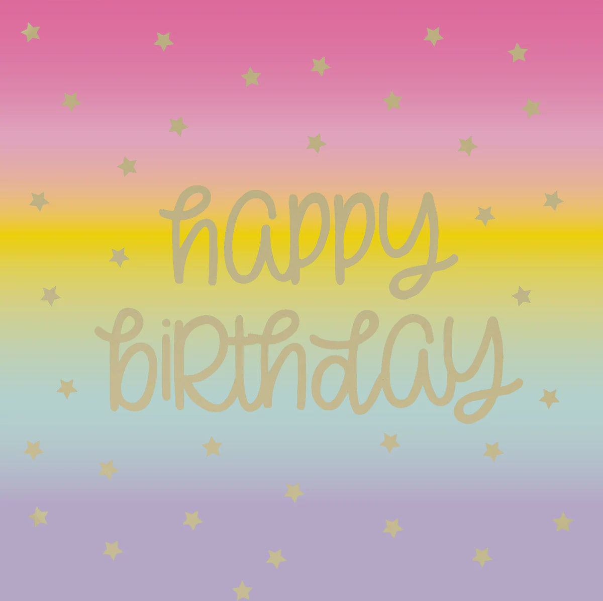 Rainbow Star Happy Birthday 16 Foil Stamped Luncheon Napkins 2ply 33cm x 33cm (13" x 13")