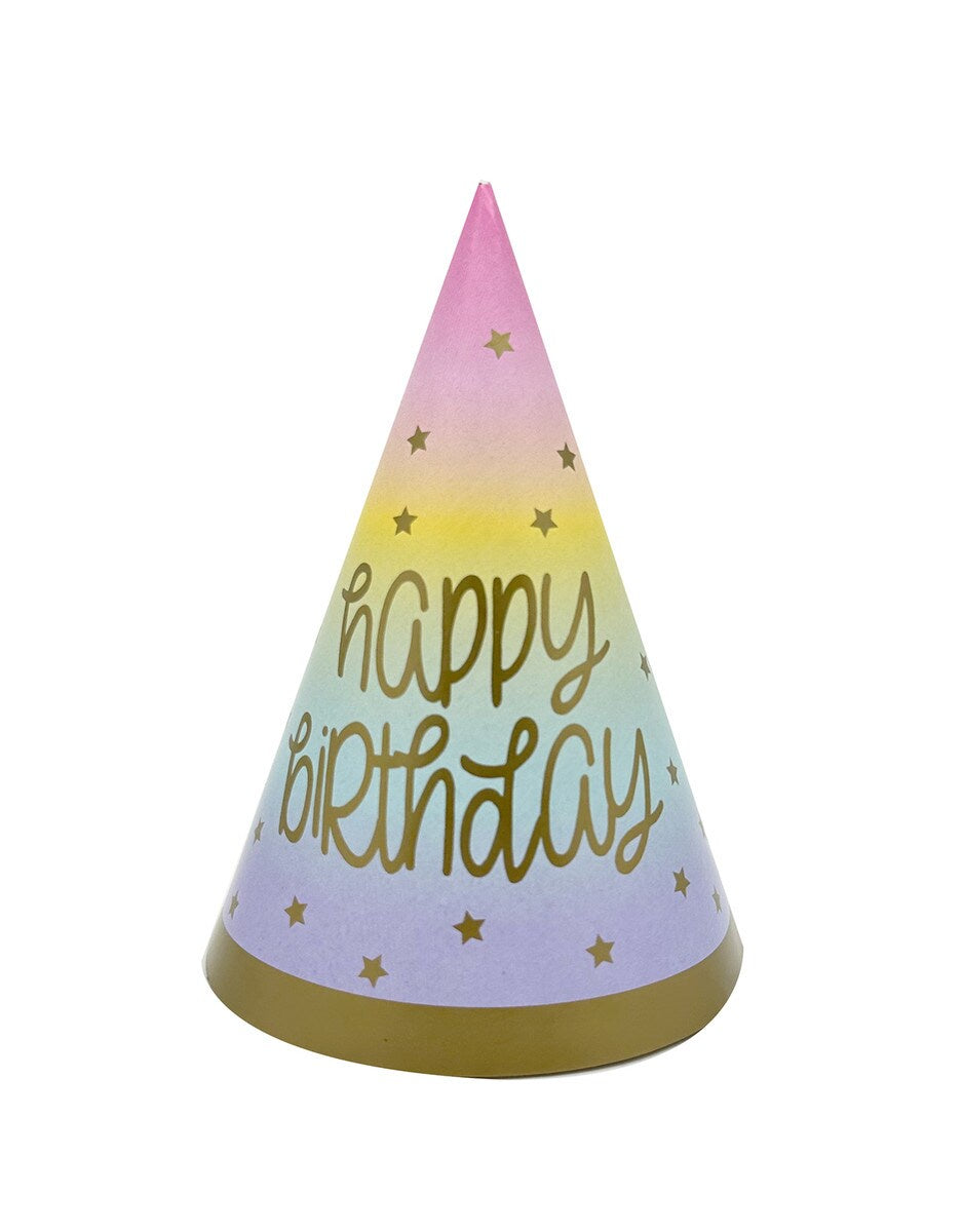 Rainbow Star Happy Birthday 8 Party Hats