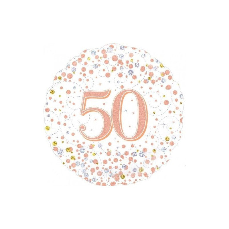 Sparkling Fizz Rose Gold 50 FOIL BALLOON 18" (45CM)