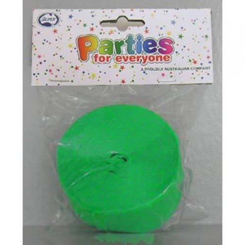 Crepe Paper Streamers 30m Lime Green