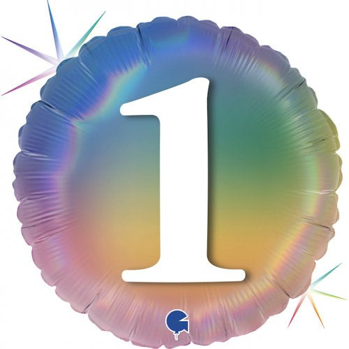 #1 Pastel Rainbow 18" (45cm) Round Foil Balloon