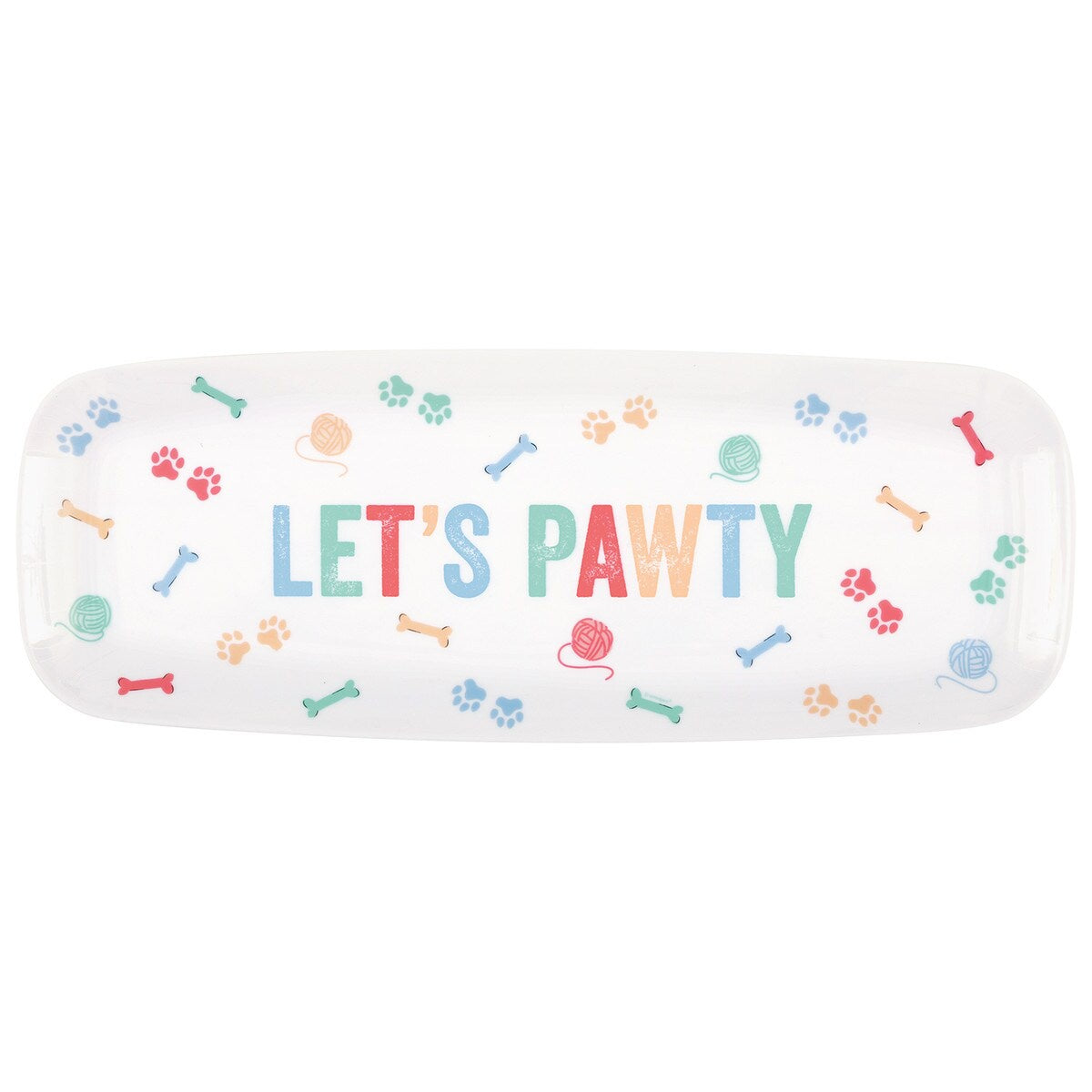 Pawty Animal "Let's Pawty" Reusable Plastic Serving Tray 15.8cm W x 43.8cm L (6.25" x 17.25")