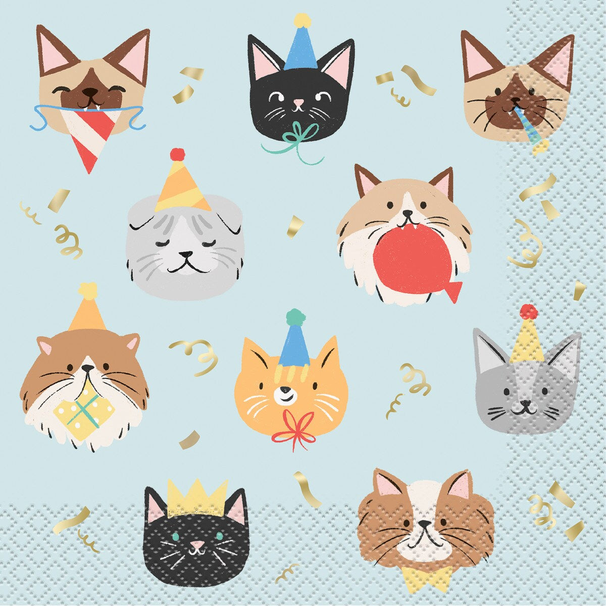 Pawty Animal 16 Foil Stamped Lunch Napkins 2ply 33cm x 33cm (13" x 13")