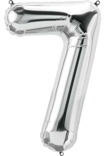 Foil Number Balloon 16"(40cm) Air Filled Only Silver 7