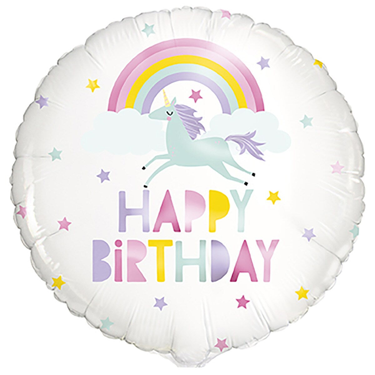 Rainbow Unicorn Happy Birthday 45cm (18") Foil Balloon Packaged