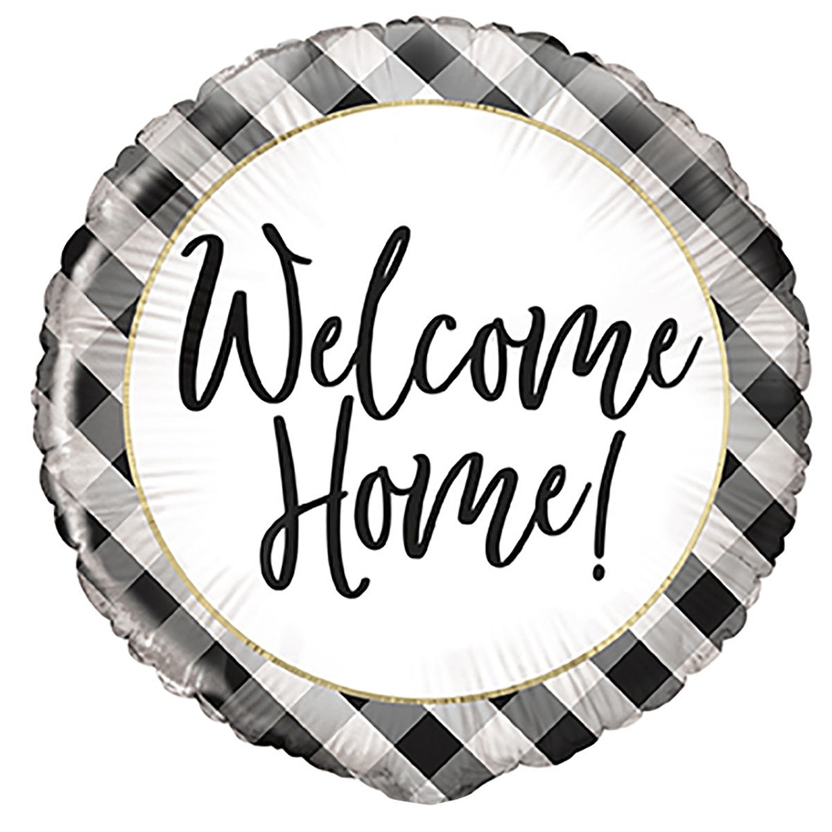 Black Gingham Welcome Home 45cm (18") Foil Balloon