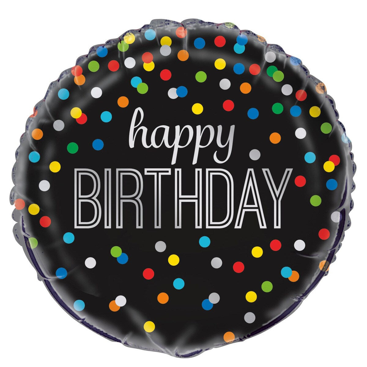 Rainbow Dot Black Happy Birthday 45cm (18") Foil Balloon