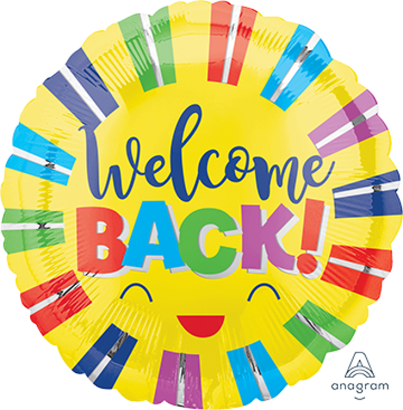 Foil Balloon 45cm Standard Welcome Back Colourful Stripes