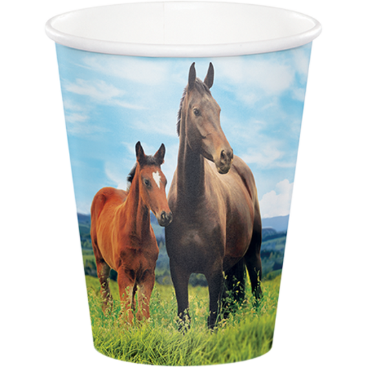 Horse and Pony Paper Cups – 266ml (9oz) Party Cups – Pack of 8