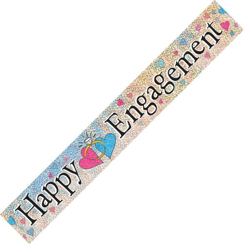 HAPPY ENGAGEMENT PRISMATIC FOIL BANNER 3.6m (12')