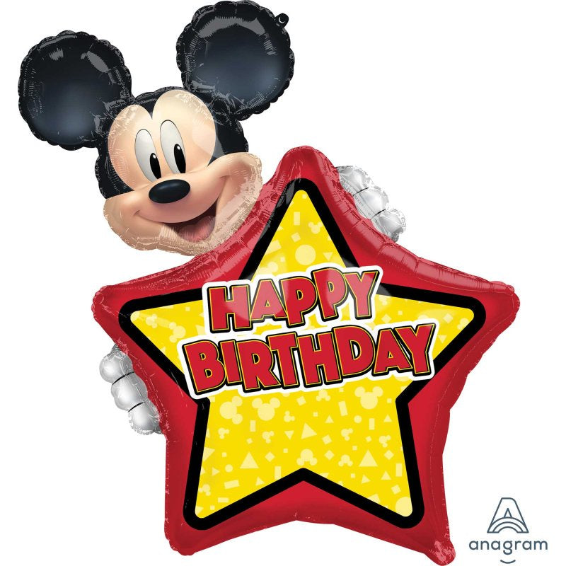 SuperShape Personalized Mickey Mouse Forever Happy Birthday Foil Balloon – 63cm x 76cm (Self-Sealing)