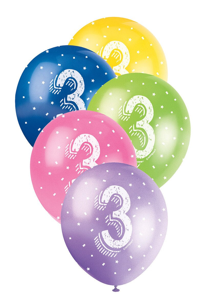 3rd Birthday Pearl Latex Balloons 12" (30cm) – 5 Pack