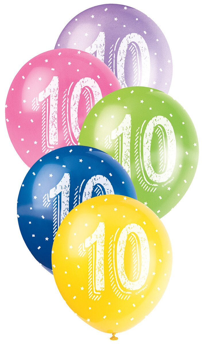 10th Birthday Pearl Latex Balloons 12" (30cm) – 5 Pack