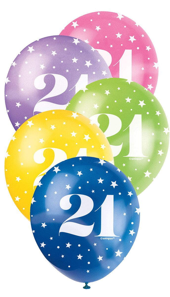 21st Birthday Pearl Latex Balloons 12" (30cm) – 5 Pack