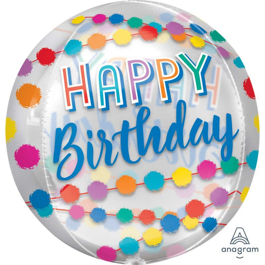 Orbz Happy Birthday Rainbow Puffs Clear