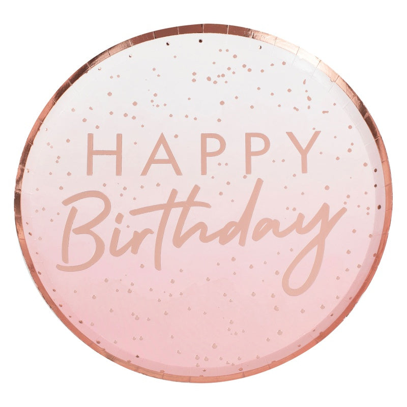 Mix It Up Happy Birthday Rose Gold 24cm Foiled Paper Plates