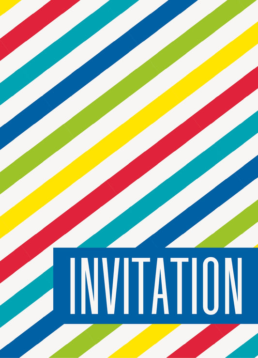 Invitations Bright Stripes Pk8
