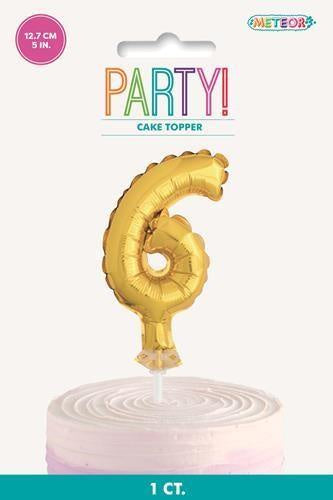 GOLD 5" MINI FOIL BALLOON CAKE TOPPER - 6
