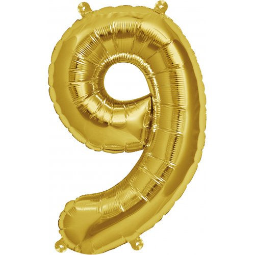 Foil Number Balloon 16"(40cm) Air Filled Only Gold 9