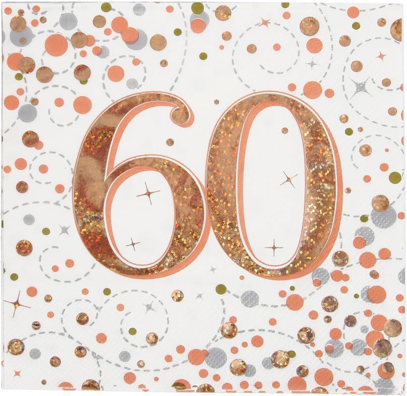 Sparkfizz Rose Gold Napkin 60th Pack Of 16