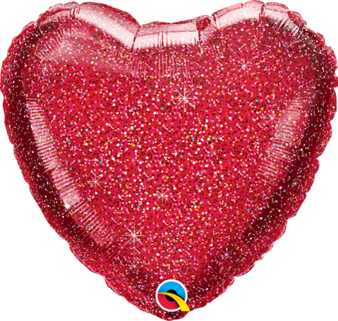 Glitterographic Red Heart Foil Balloon 18"