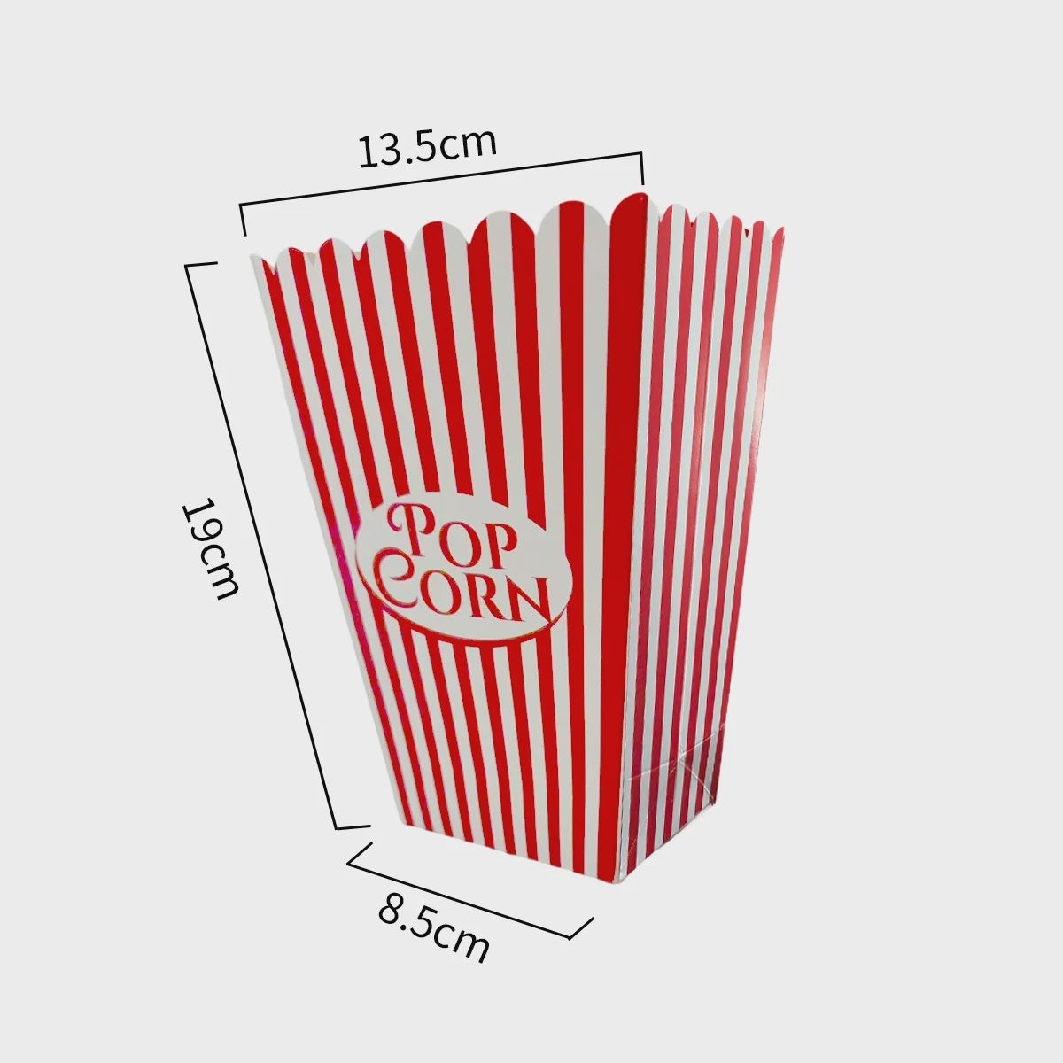 Popcorn Boxes – Red & White Stripe (13.5 × 8.5 × 19cm)
