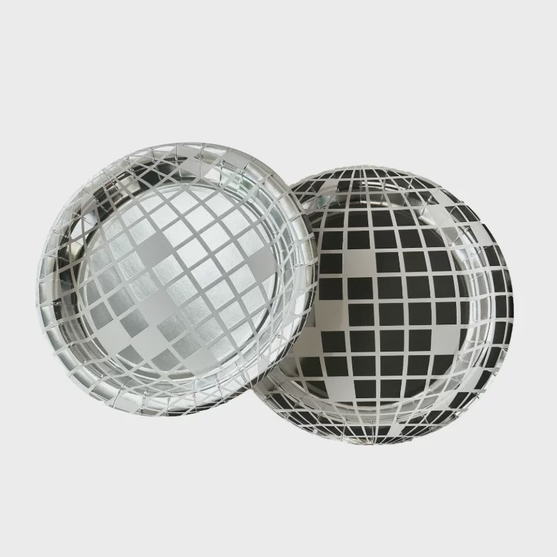 Disco Ball Paper Plates – 9" Round Party Plates – Pack of 8