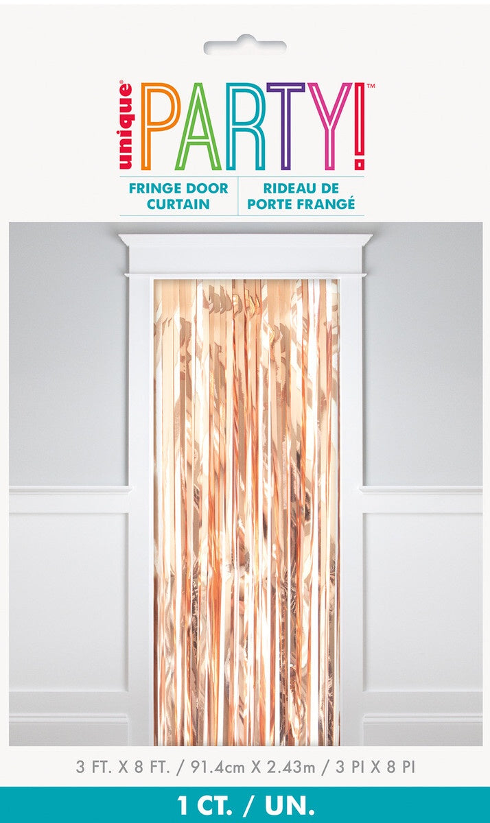 Fringe Door Curtain – Rose Gold Foil Backdrop 0.91m (W) x 2.45m (L) (3' x 8') – Pack of 1