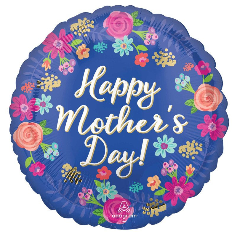 Foil Balloon Happy Mother's Day Circled In Flowers