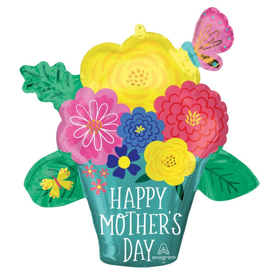 Foil Supershape Balloon Happy Mother's Day Pretty Flower Pot