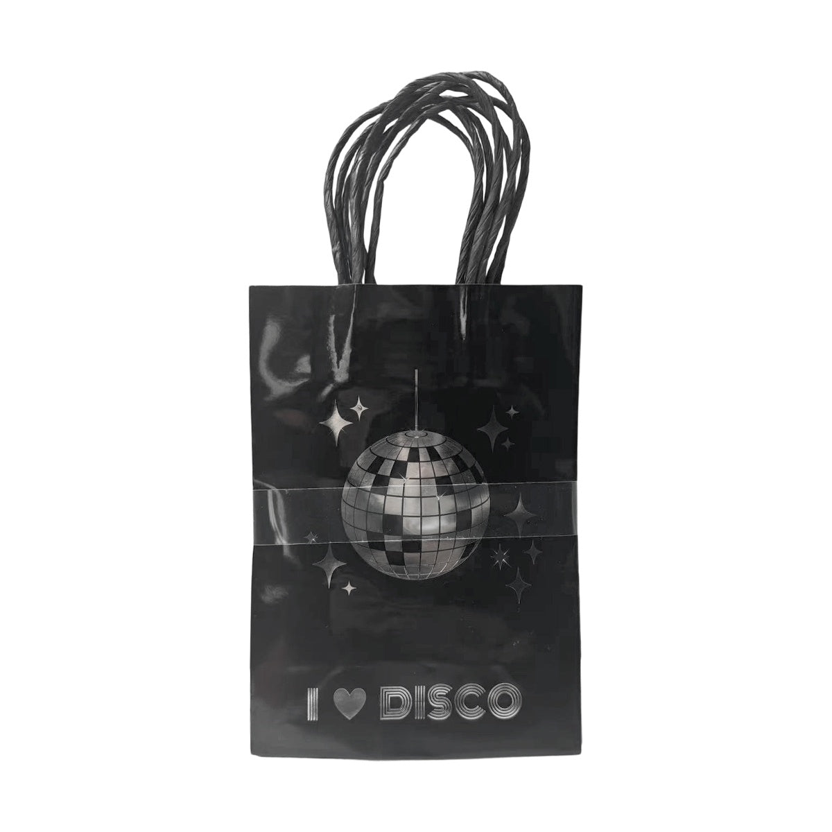 Disco Ball Party Paper Bags Black 21cm Pack