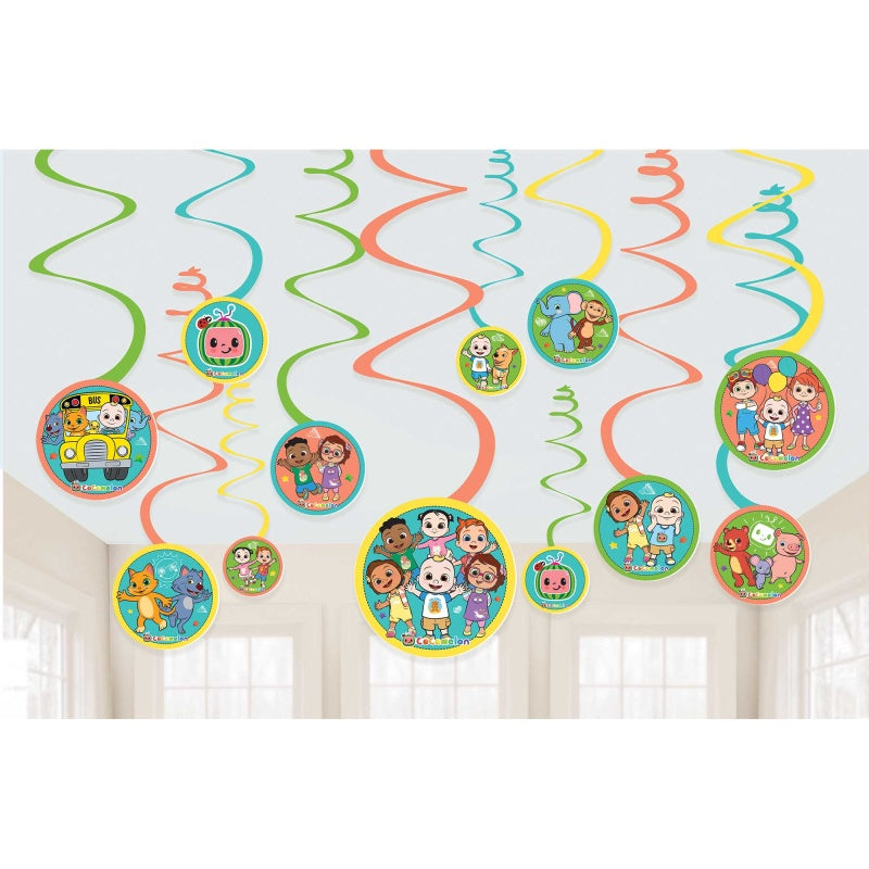 Cocomelon Spiral Decorations pack of 12