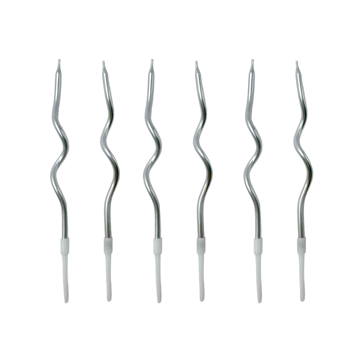 Metallic Silver Curved Birthday Candles 12cm Pack of 6