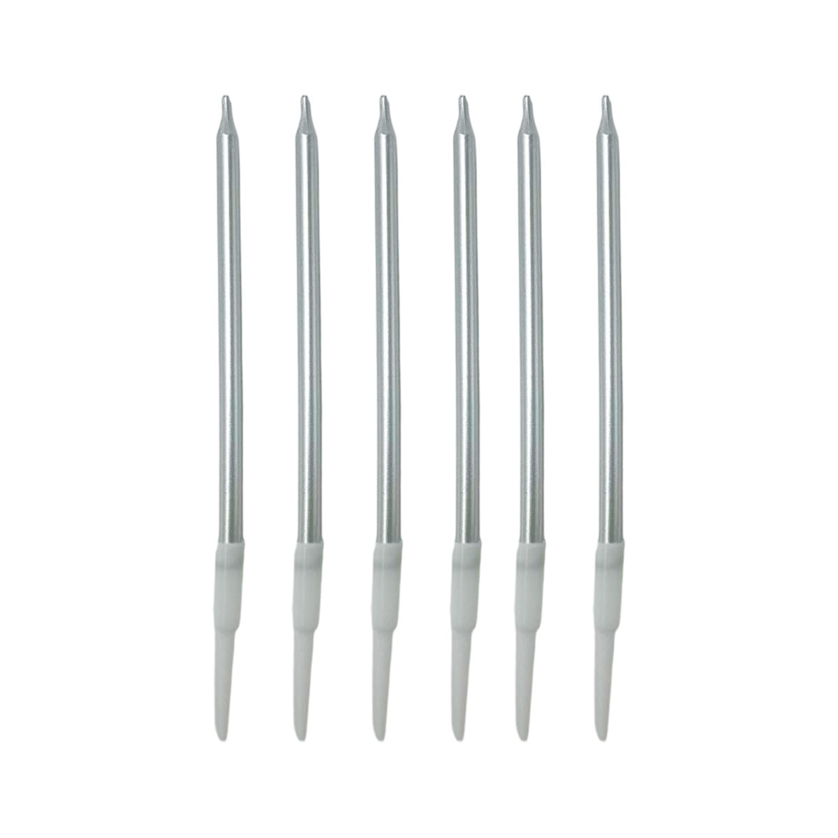 Silver Metallic Birthday Cake Candles 11cm – 6 Pack