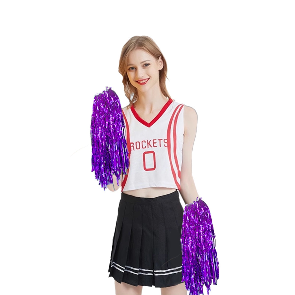 Purple Foil Pom Poms 23cm Pack of 2