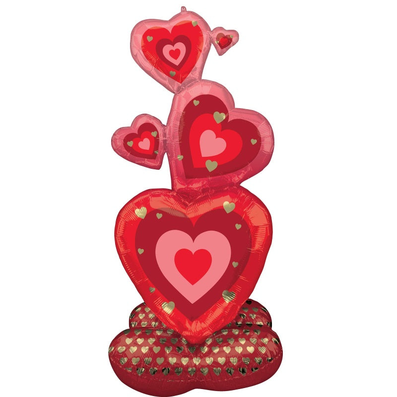 AirLoonz Stacking Hearts Foil Balloon – 63cm x 139cm (Air Fill Only)