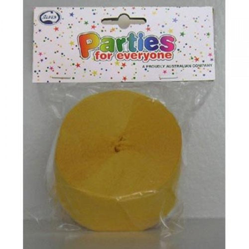 Crepe Paper Streamers 30m Yellow Gold