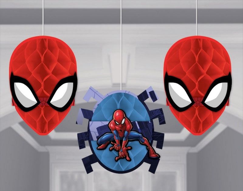Spiderman Webbed Wonder Honeycomb Hanging Decoration Pack Of 3