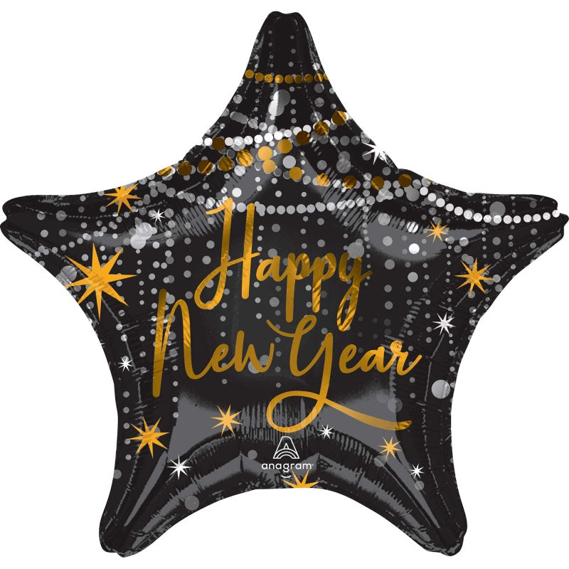 Foil Balloon 45cm(18") Happy New Year Midnight Hour Star