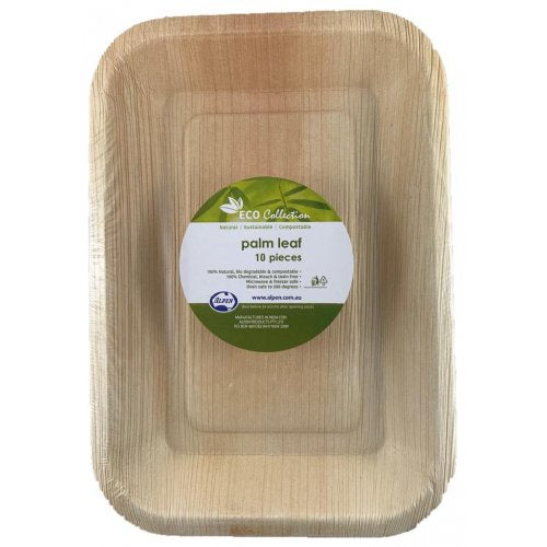 PALM LEAF RECTANGLE PLATE 10 X 7" PACK OF 10