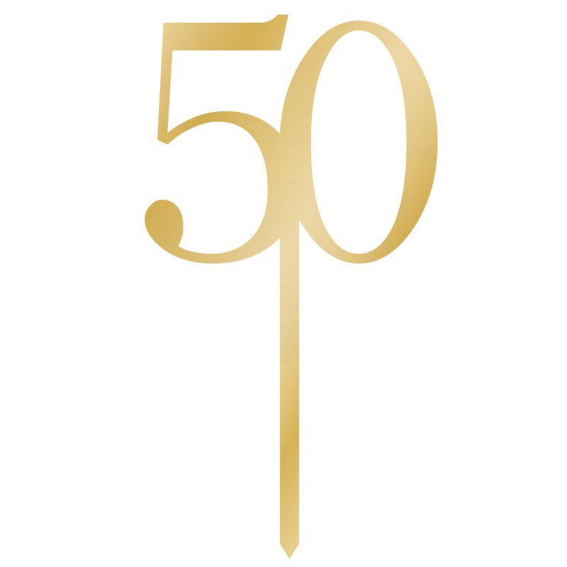 CAKE TOPPER PICK 50 SPARKLING CELEBRATION GOLD ACRYLIC
