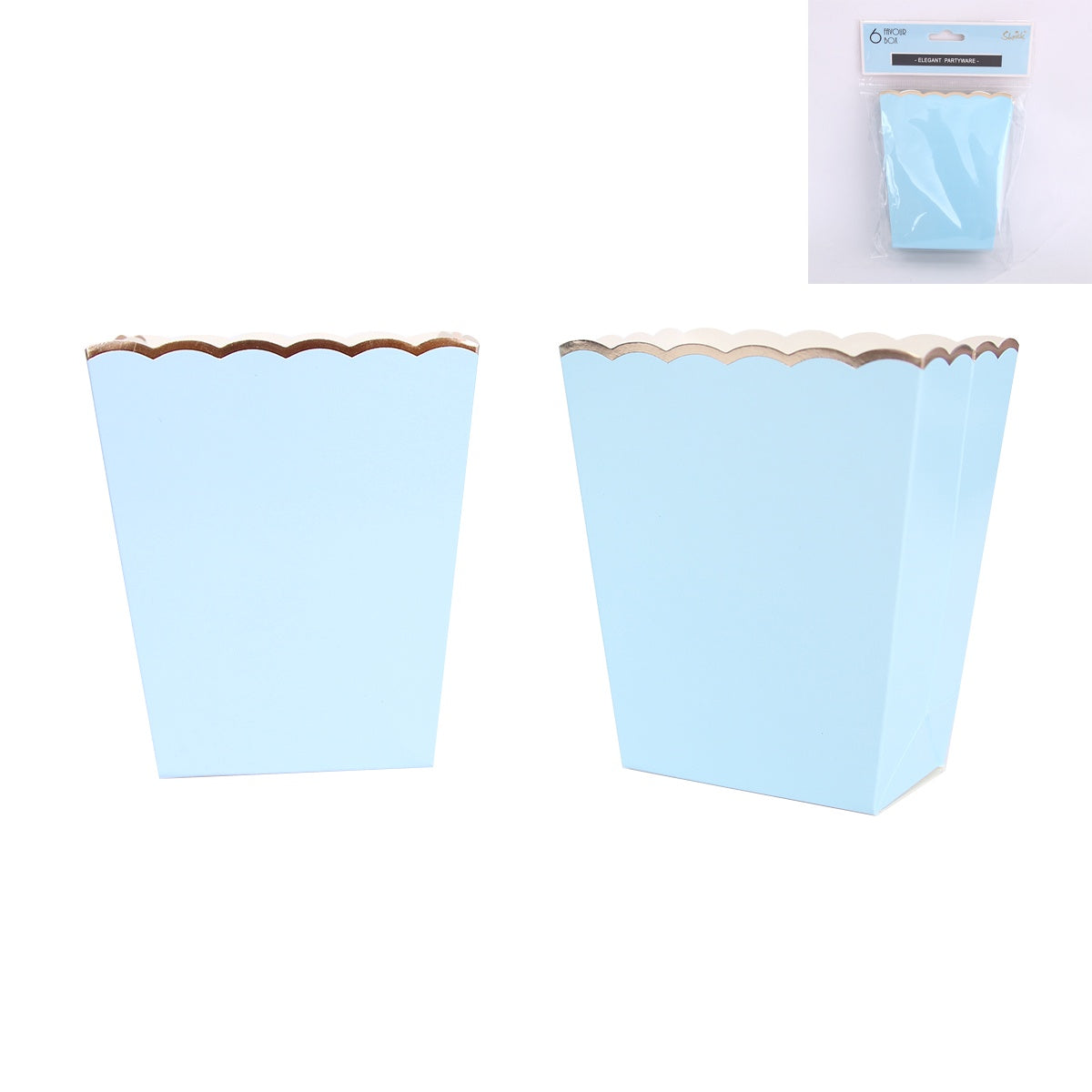 6pk Blue Favour Box - 11cm Long & 9.5cm Wide (top)