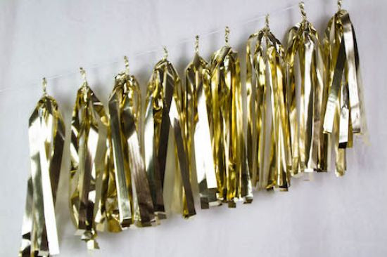 Balloon Tassels Metallic White Gold Pack Of 9