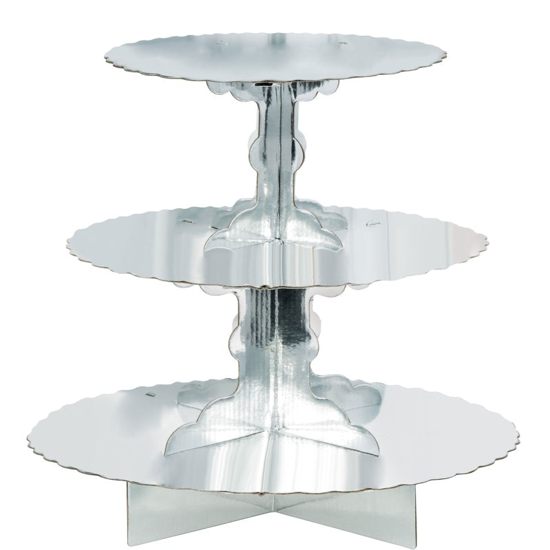 Silver 3 Tier Cupcake Stand 29cm