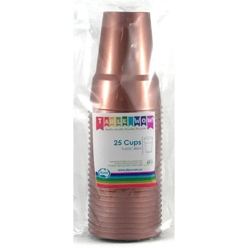 Plastic Cups Rose Gold Pack of 20