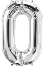 FOIL BALLOON 16" NUMBER SILVER #0