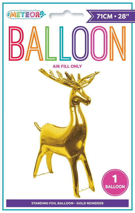 Gold Reindeer Standing Foil Balloon