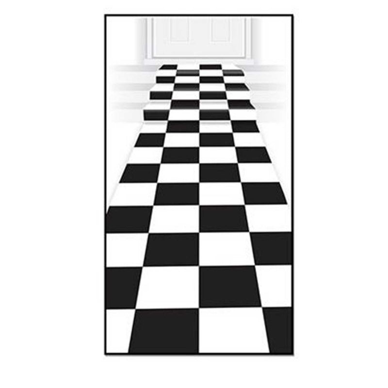Racing Checkered Black And White Floor Runner